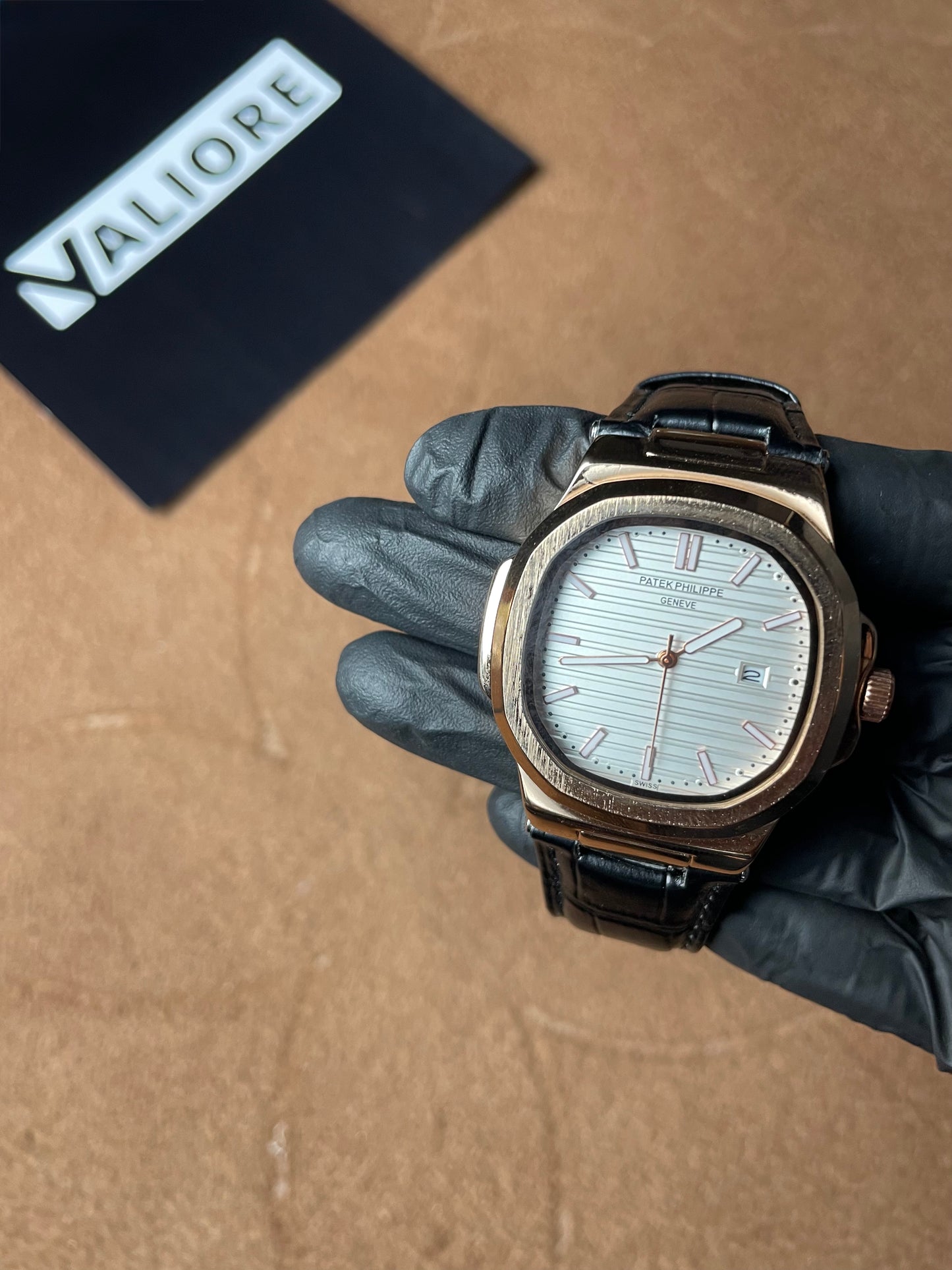 PP Nautilus - Leather Strap - Black White