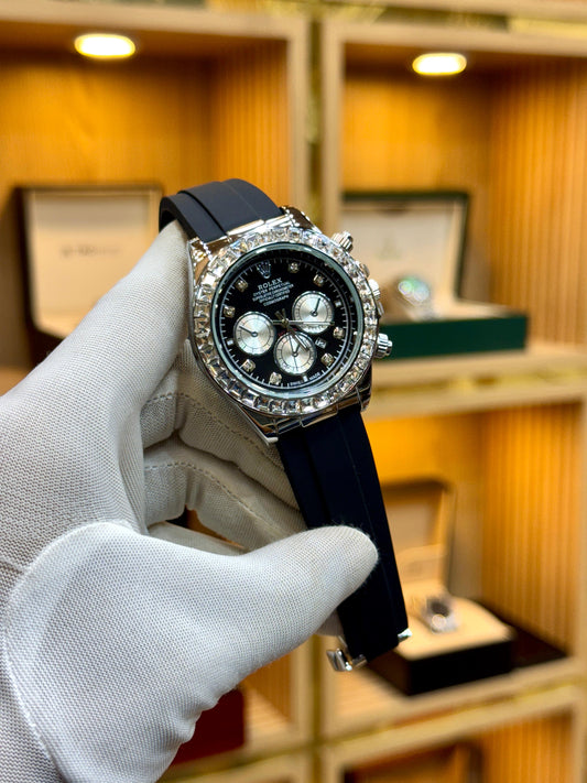 Valiore Rlx Second Copy – Stone Bezel with Rubber Strap