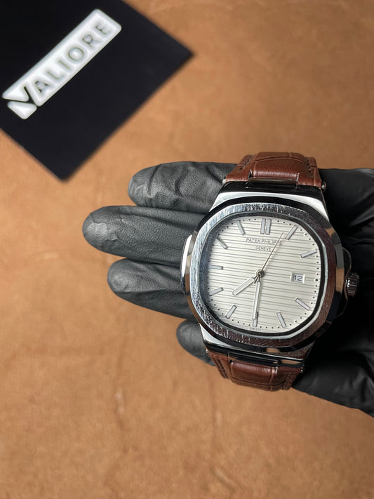 Patek Philippe Nautilus - Leather Strap - Brown White