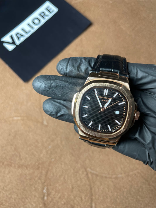 Patek Philippe Nautilus - Leather Strap - Black